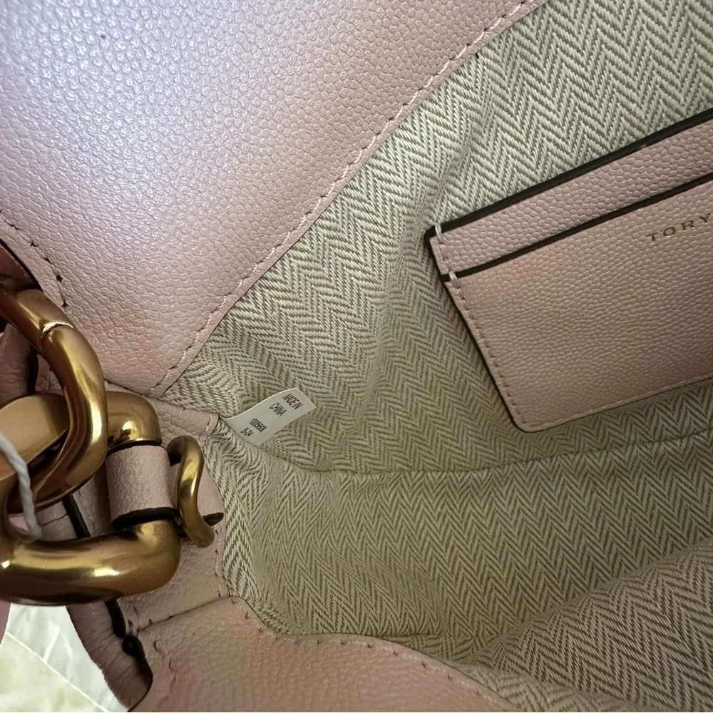 New Tory Burch MINI FLEMING SOFT POLISHED-GRAIN CRESCENT BAG